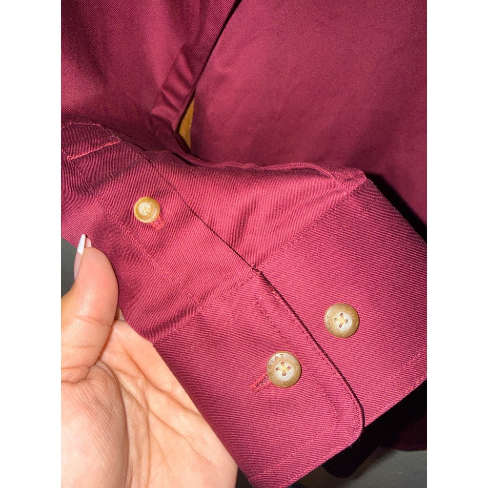 Ariat Boys XL 18 Burgundy Long Sleeve Western Button Shirt Embroidered Logo - Picture 9 of 11